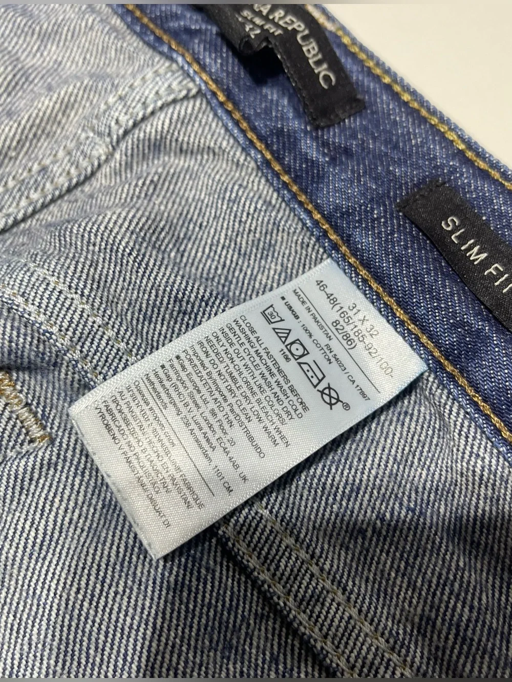 Banana Republic Selvedge Jeans Mens 31x32 Organic Cotton Blue Slim Denim Pants - Picture 9 of 11